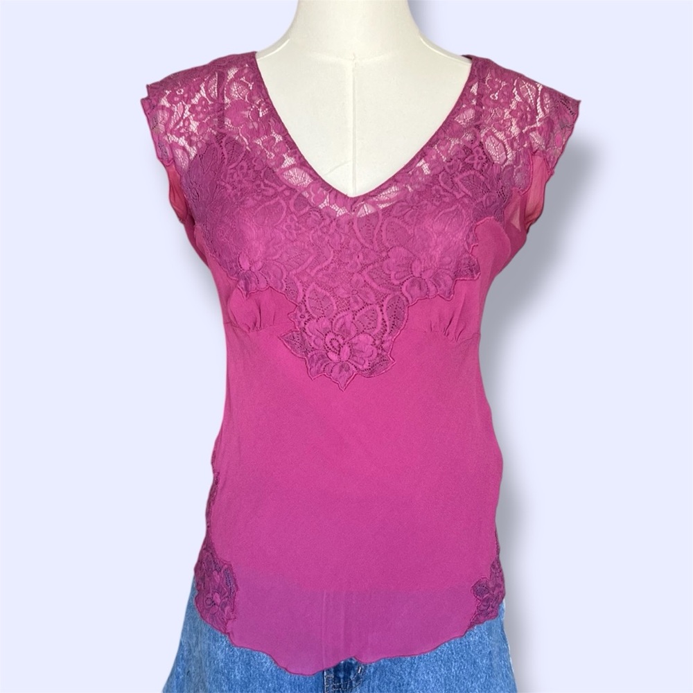 Vintage Express Silk plum/magenta tank top lined